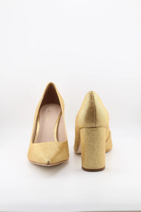 Luz da lua Pointed Toe Textured Block Heel